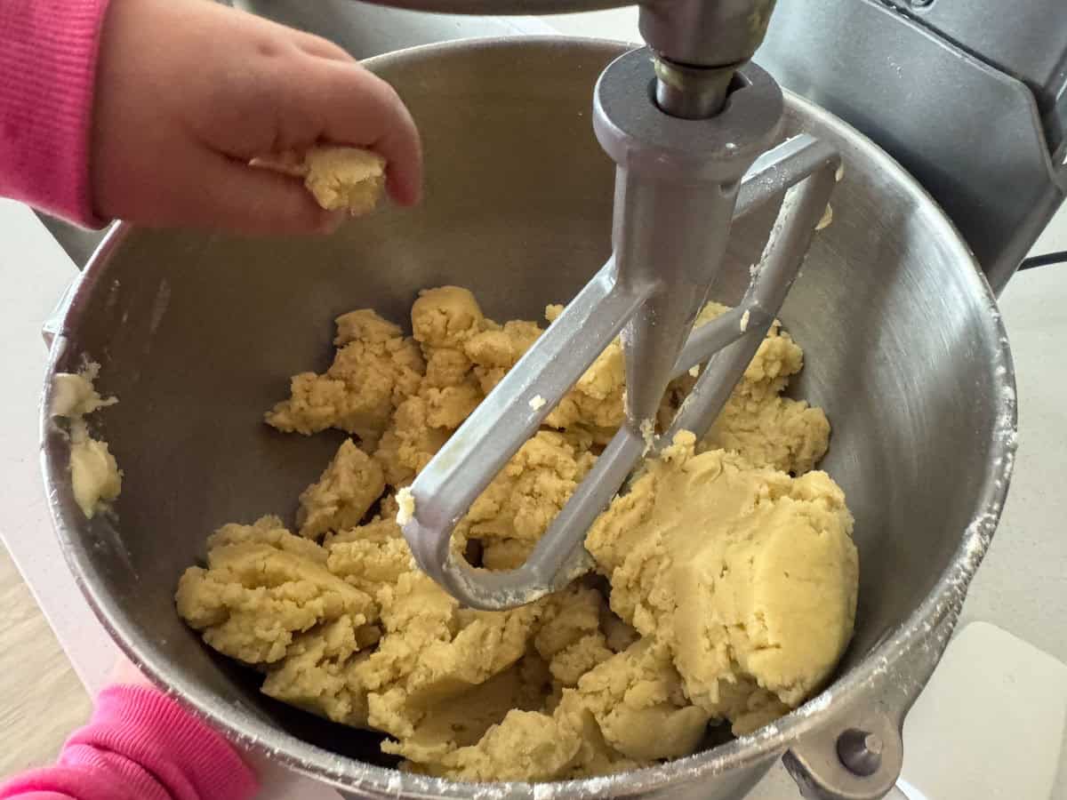 dough for quiche in a mixer
