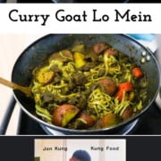 This curry goat lo mein is marinated goat, vegetables, and lo mein for you to enjoy at home. Recipe from Kung Food.