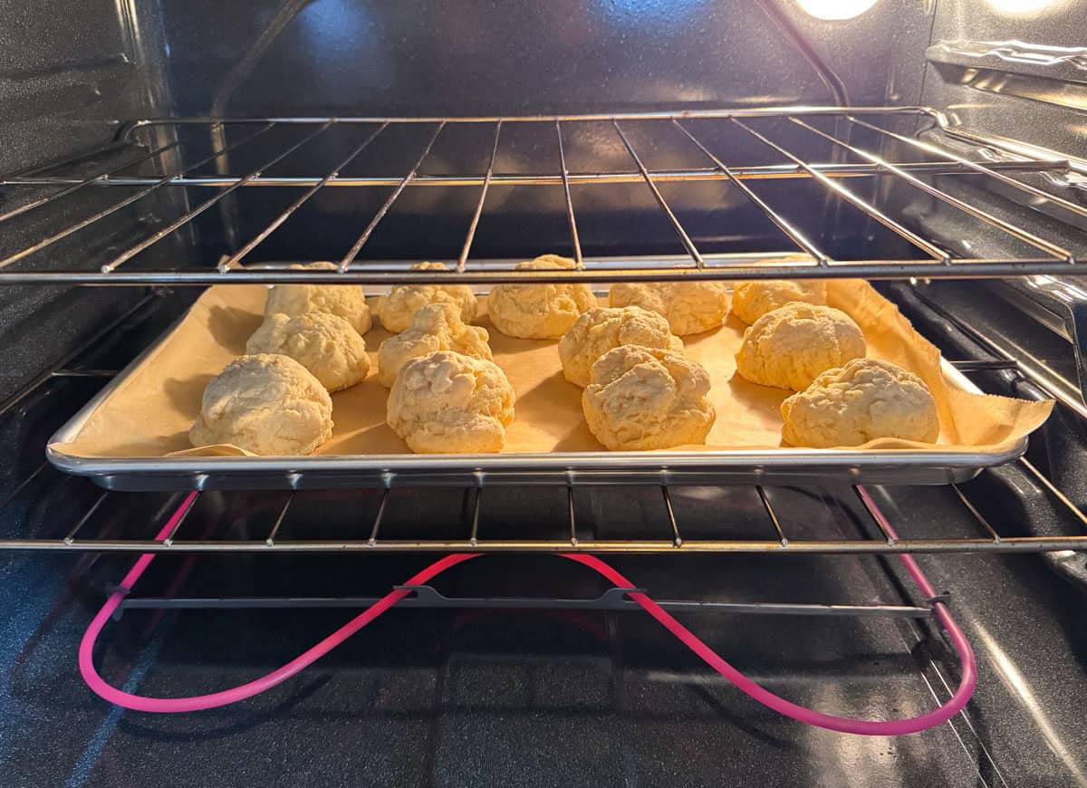 drop biscuits baking in the oven