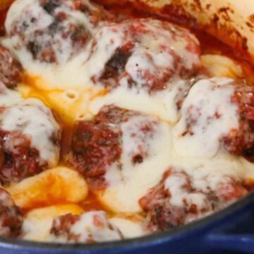 meatball parmesan in a Dutch oven